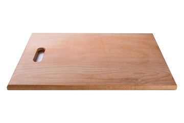 rectangular wooden cutting board on a white background