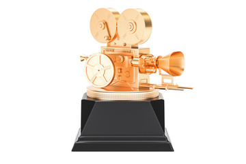 Obraz premium Golden cinema, film award concept. 3D rendering