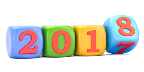 Happy New Year 2018 concept, 3D rendering