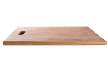 rectangular wooden cutting board on a white background