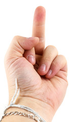 Hand giving the middle finger