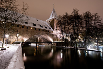 Winter in Nürnberg, Kettensteg in der Nacht © Oliver