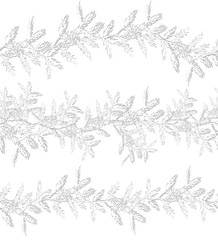set of seamless border with christmas snowy  branch isolated on white