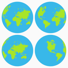 World icon set. Earth globe collection, planet. Vector illustration.