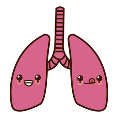 Lungs human organ cute kawaii cartoon vector illustration
