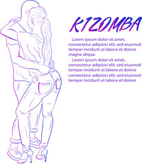 Young couple dancing kizomba vector draw