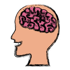 Human brain head silhouette icon vector illustration graphic design