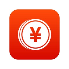 Fototapeta premium Coin yen icon digital red