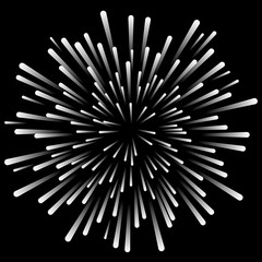 Cosmic explosion, starburst, radial line rays. Abstract space background. Stars burst in galaxy. Vector illustration.