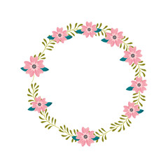 flower wreath floral leaves style decorative element