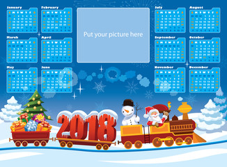 Calendar 2018 with Santa Claus