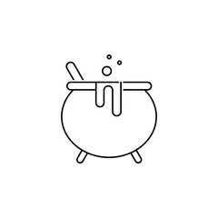 Witches cauldron with potion for illustration of magic, witchcraft icon