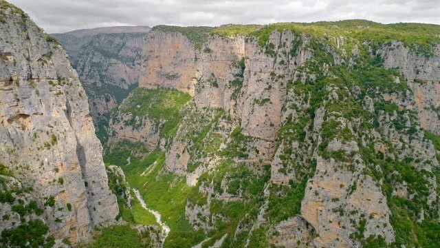 Bird's-eye view of the spectacular Vikos Gorge in the northern part of the Pindus mountain range, Greece