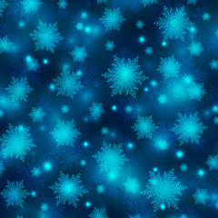 Fototapeta na wymiar Bright Christmas background with snowflakes and sparks