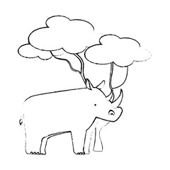 wild rhinoceros with tree