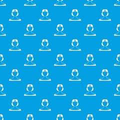 Medieval woman in tiara pattern seamless blue