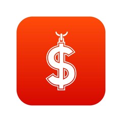 Necklace of dollar symbol icon digital red