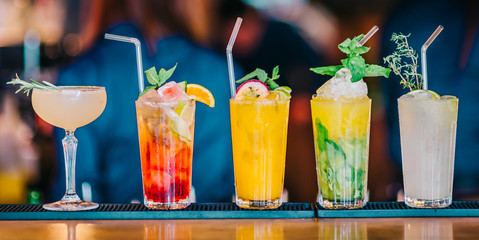 Cocktails Set Alcohol Drinks Background