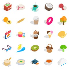 Tea mixture icons set, isometric style