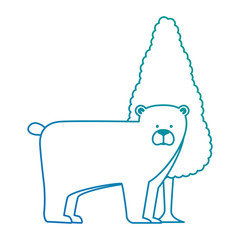 wild grizzly bear with tree