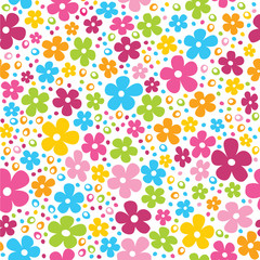 Cute colorful rainbow flowers seamless pattern vector illustration