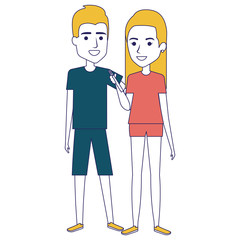 couple chatting with smartphone