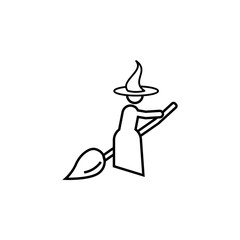 Witch on a broomstick icon