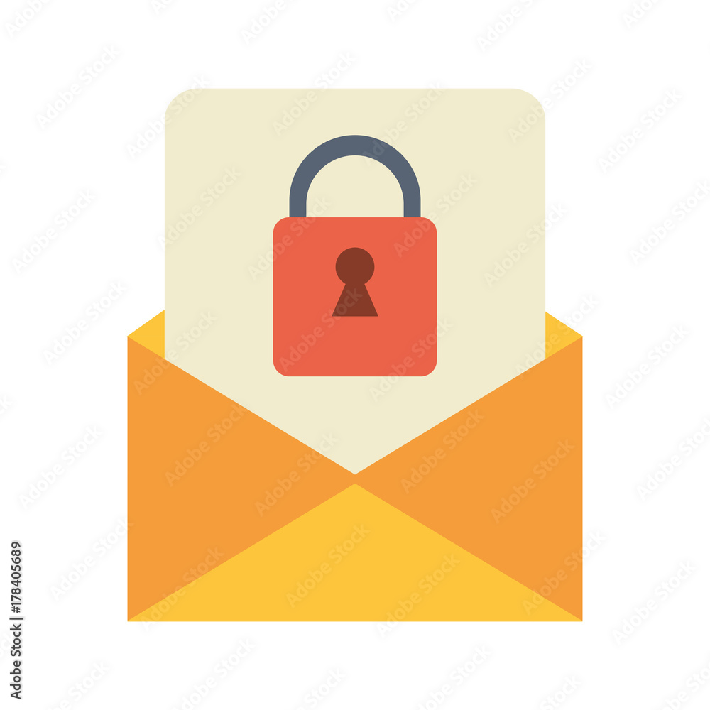 Poster message envelope with locked message icon image vector illustration design