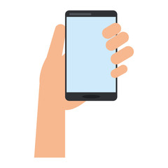 hand holding smartphone icon image vector illustration design 
