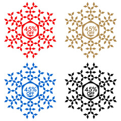 45% Off Discount Sticker. Snowflake 45% Off Sale