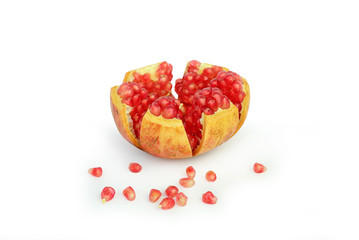 ripe pomegranate fruits isolated on white background.