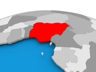 Nigeria on political globe
