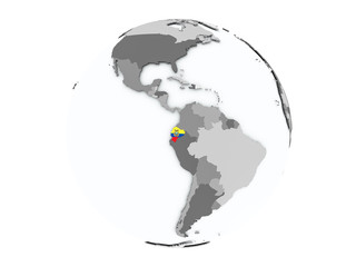 Ecuador on globe isolated