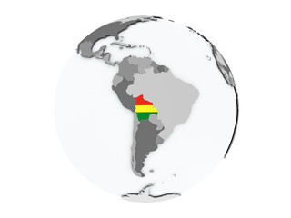 Bolivia on globe isolated