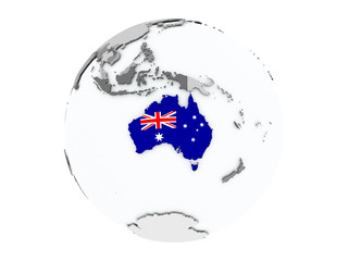 Australia on globe isolated