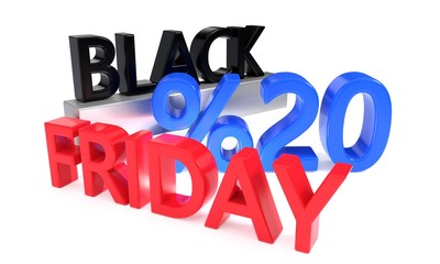 Black Friday discount of twenty percent, 3d rendering