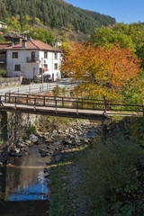 Panoramic view with old houses  in town of Shiroka Laka, Smolyan Region, Bulgaria