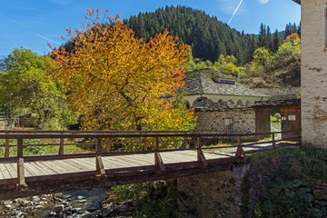 Autumn view of a nineteenth-century church of the Assumption in town of Shiroka Laka, Smolyan Region, Bulgaria