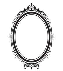 Oval frame and borders black and white on white background, Thai pattern, vector illustration