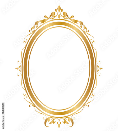 "Oval frame and borders Golden frame on white background ...