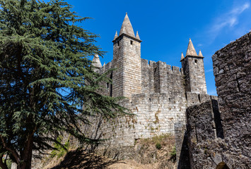 Fototapeta na wymiar Santa Maria da Feira Castle in Portugal, a testament to the military architecture of the Middle Ages and an important point in the Portuguese Reconquista.