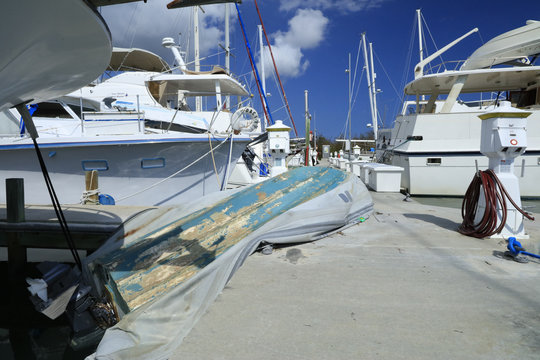 Dinghy crushed on Boca Chica Marina