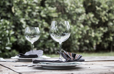 Picnic dinner serving  set- outside at the backyard or park