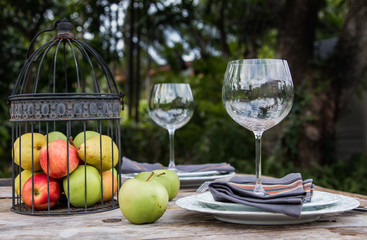 Picnic dinner serving decoration - outside at the backyard or park, setting ideas