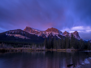 Mount Lawrence Grassi outside Canmore in Alberta at sunrise.  