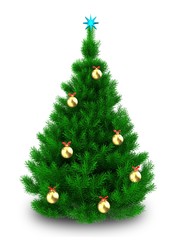 3d Christmas tree over white
