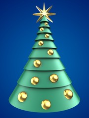 3d green and blue xmas tree