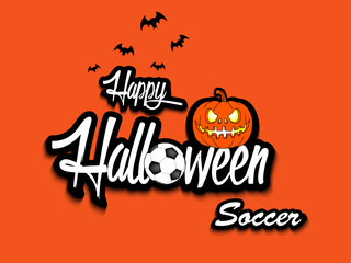 Banner happy halloween and soccer ball