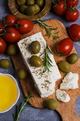 Fototapeta na wymiar Cheese feta with olives