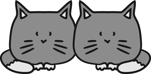 2 brüder geschwister schwestern zwillinge freudne team paar klein kind baby hübsch süß niedlich katze kätzchen comic cartoon design haustier